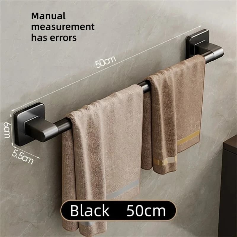 Portasciugamani da Parete, Mensola Portaoggetti per Bagno Senza Foratura, Barra Orizzontale per Asciugamani, Accessori per Bagno e Cucina