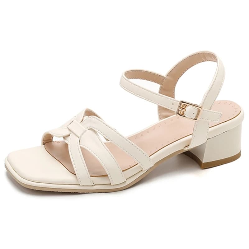 Women's Sandals 2026 New Summer Thick Heel Buckle Casual Versatile Outdoor Footwear Low Heel Comfortable Leather Shoes Girls