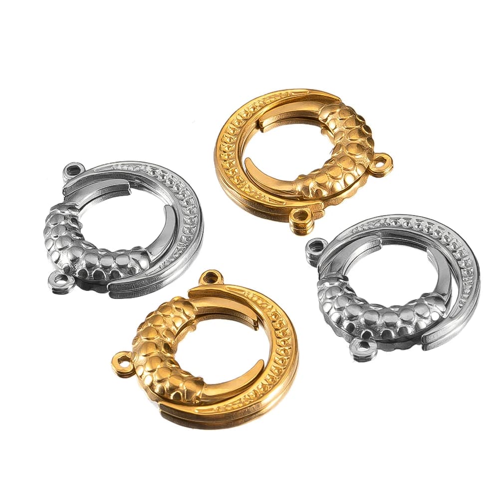 New 5pcs Stainless Steel Pendants Moon Embossed Horns Charm for DIY Jewelry Making Earrings Necklace Pendant Findings Wholesale