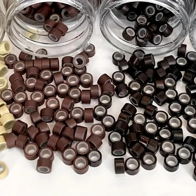 100 pezzi estensioni dei capelli micro anelli collegamenti perline 5 mm perline rivestite in silicone per estensioni dei capelli umani strumento-multicolore