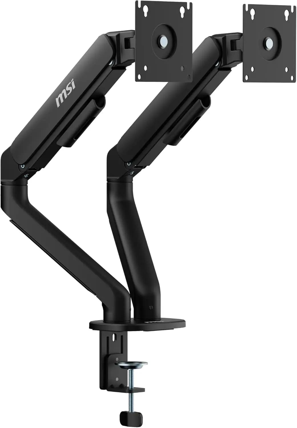 Supporto per Doppio Monitor con Braccio a Molla, Supporta 17-32 Pollici 22 libbre, VESA 75x100mm, Inclinazione e Rotazione Regolabili, Base a Morsetto o Passacavo