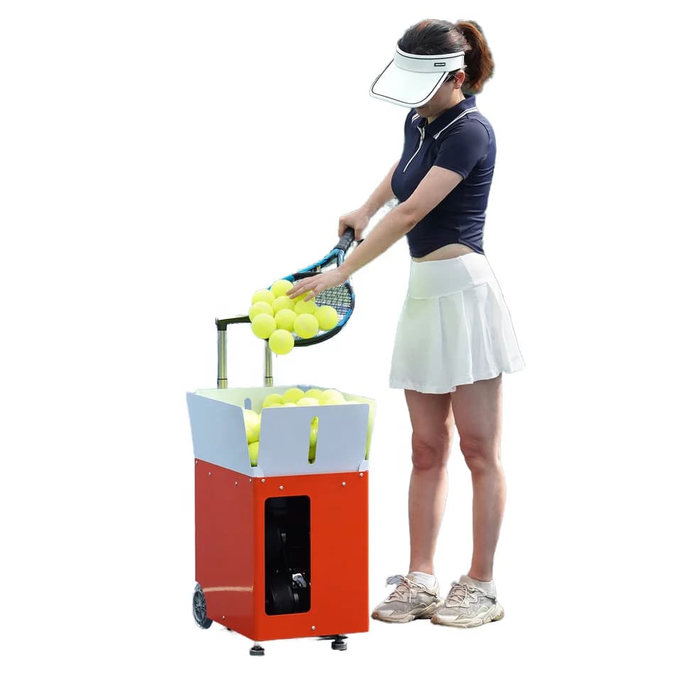 Allenatore da tennis portatile con controllo tramite app mobile Nuovo materiale ABS in plastica e acciaio per macchina da tiro con palline da allenamento all'aperto a casa