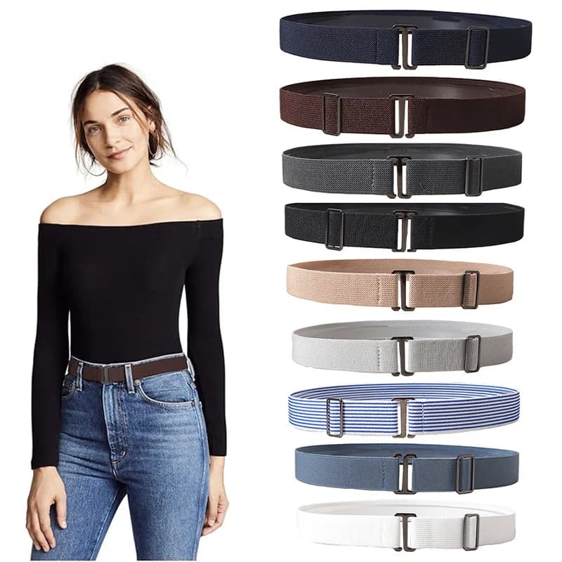 Women Elastic Lazy Waist Belt Anti Slip Invisible Waist Cincher Versatile Decor Belt for Shirts Jeans Student Daily Accessory