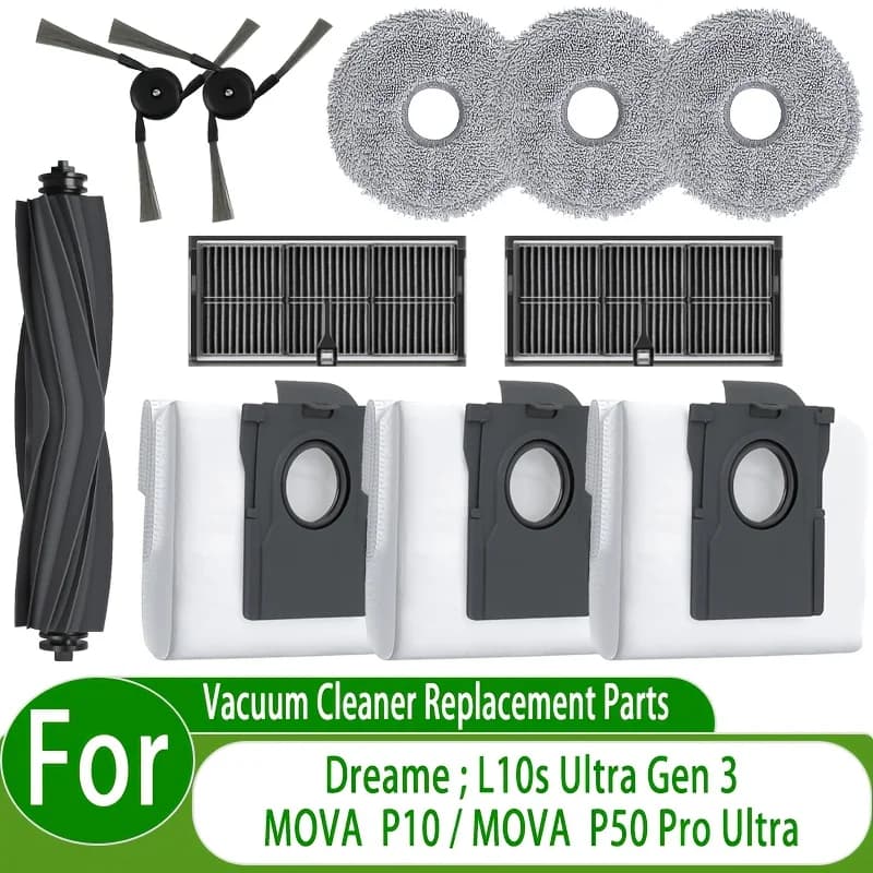 11-Piece Full Replacement Kit For Mova P10, P50 Pro, Ultra, Dreame L10S Ultra, and Gen 3 Robot Vacuum Cleaners
