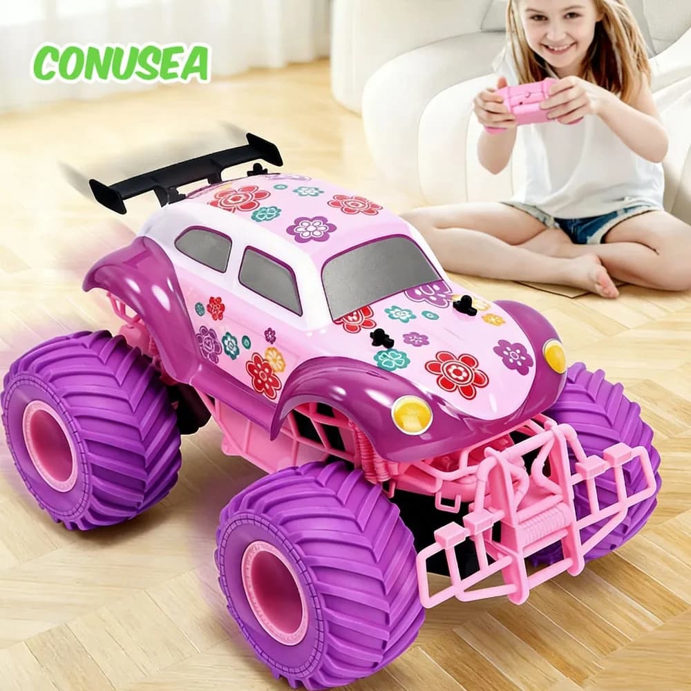 Auto RC Rosa, Pickup Elettrico Resistente alle Cadute, Giocattolo Telecomandato per Bambini, Regalo per Feste, Ornamento Natalizio