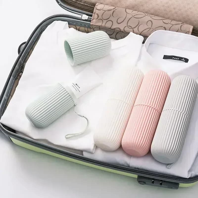 Porta Spazzolino da Viaggio Portatile, Contenitore per Dentifricio, Scatola Organizer per Bagno, Tazza per Articoli da Toilette da Viaggio e Casa