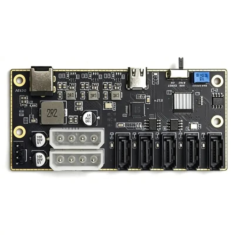 (Idea regalo) Scheda di espansione per disco rigido esterno da Type-C a 5 SATA, scheda dati per HDD/SSD, modulo di alimentazione CC