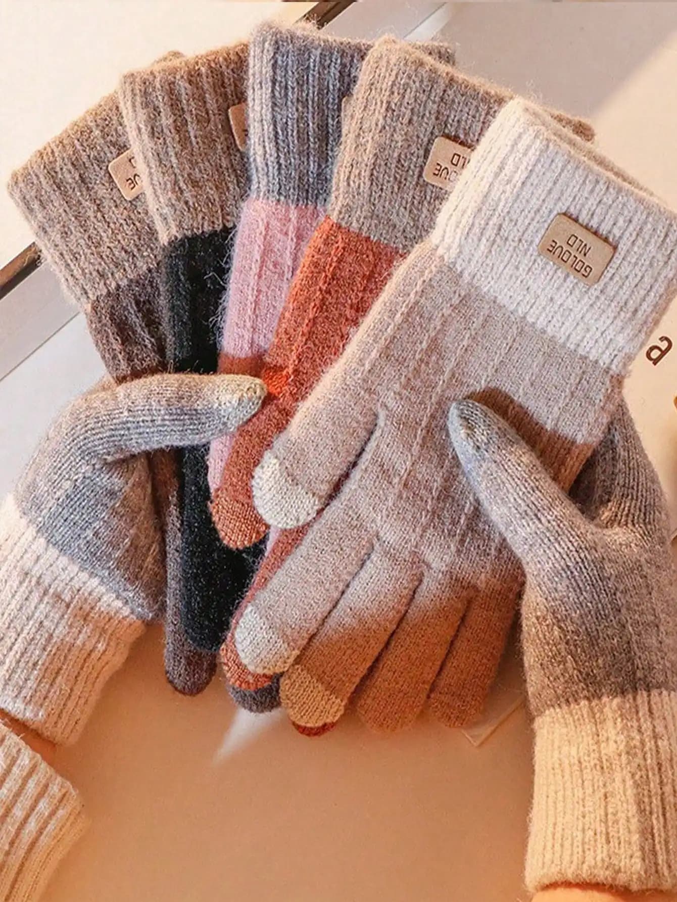 1 pair of unisex working gloves for the cold season: anti-slip knitted touchscreen, for driving, cycling, skiing and outdoor use