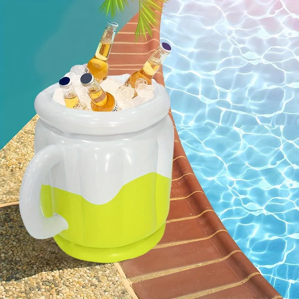 1 pz. Raffreddatore Gonfiabile a Forma di Boccale da Birra, Refrigeratore Galleggiante Durevole per Decorazioni per Feste in Piscina e Raduni Estivi