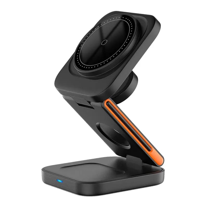 Foldable Charging Station 3 in 1 with Quick Magnetic Wireless Charger for iPhone 17 16 15 14 13 12, Apple Watch 8 7 6, Airpods Pro
