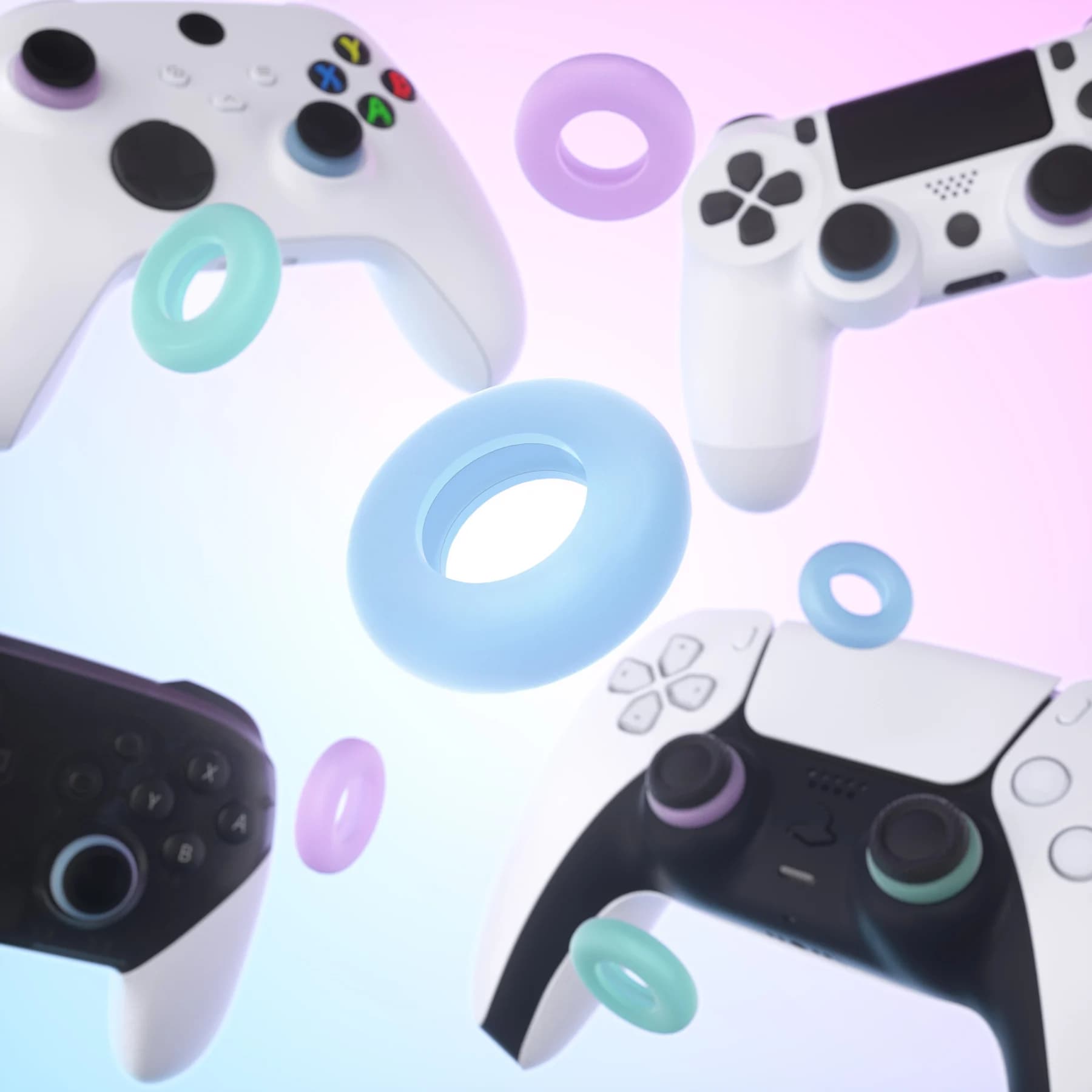 PlayVital Silicone BuffeRings Aim Assist Target Motion Control anelli di precisione per ps5, Xbox Series X/S, Switch Pro-Clear Series