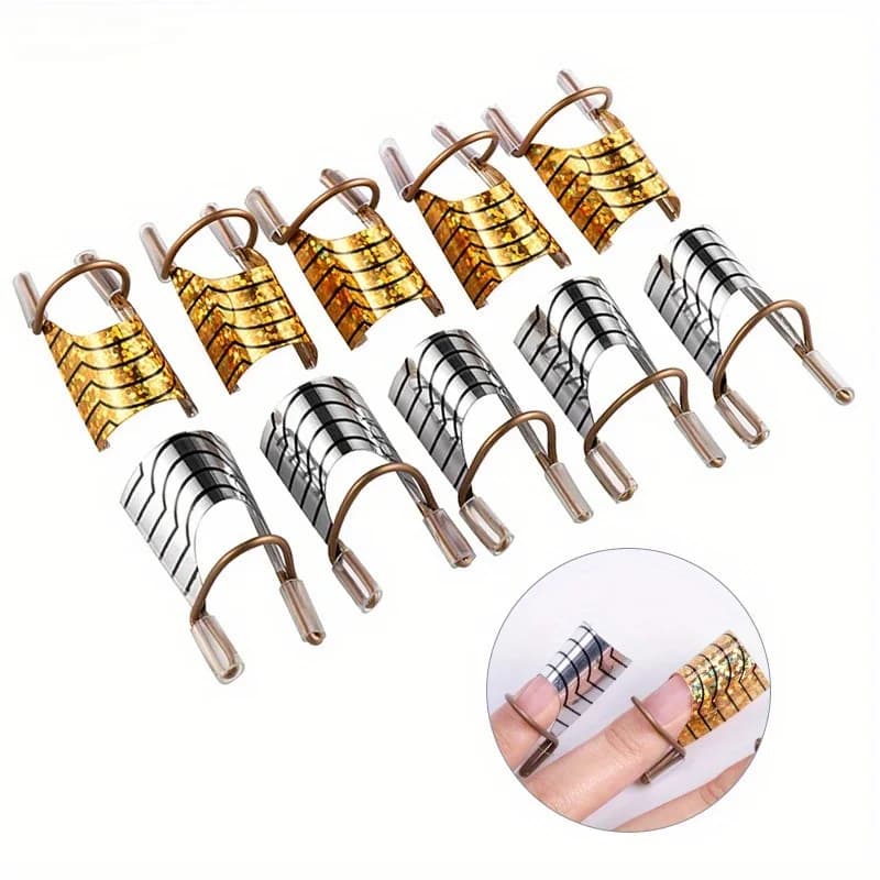 5pc Nail Art C Forma curva Suggerimenti guida per estensione Lamina francese Smalto acrilico Gel UV Design Forma Riutilizzabile Stampo in metallo Strumento per manicure