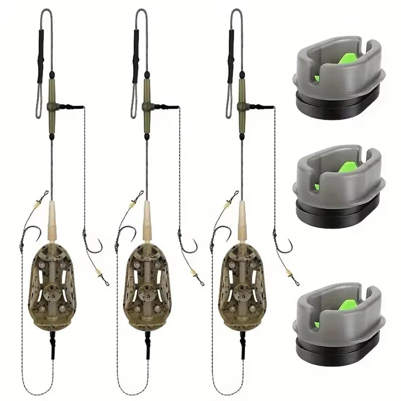 Combinazione di mosche pre-legate per pesca alla carpa: con sublinea con nucleo di piombo, 3 mosche e pesi da pesca multipeso (56/71/85/99/113/128 g)