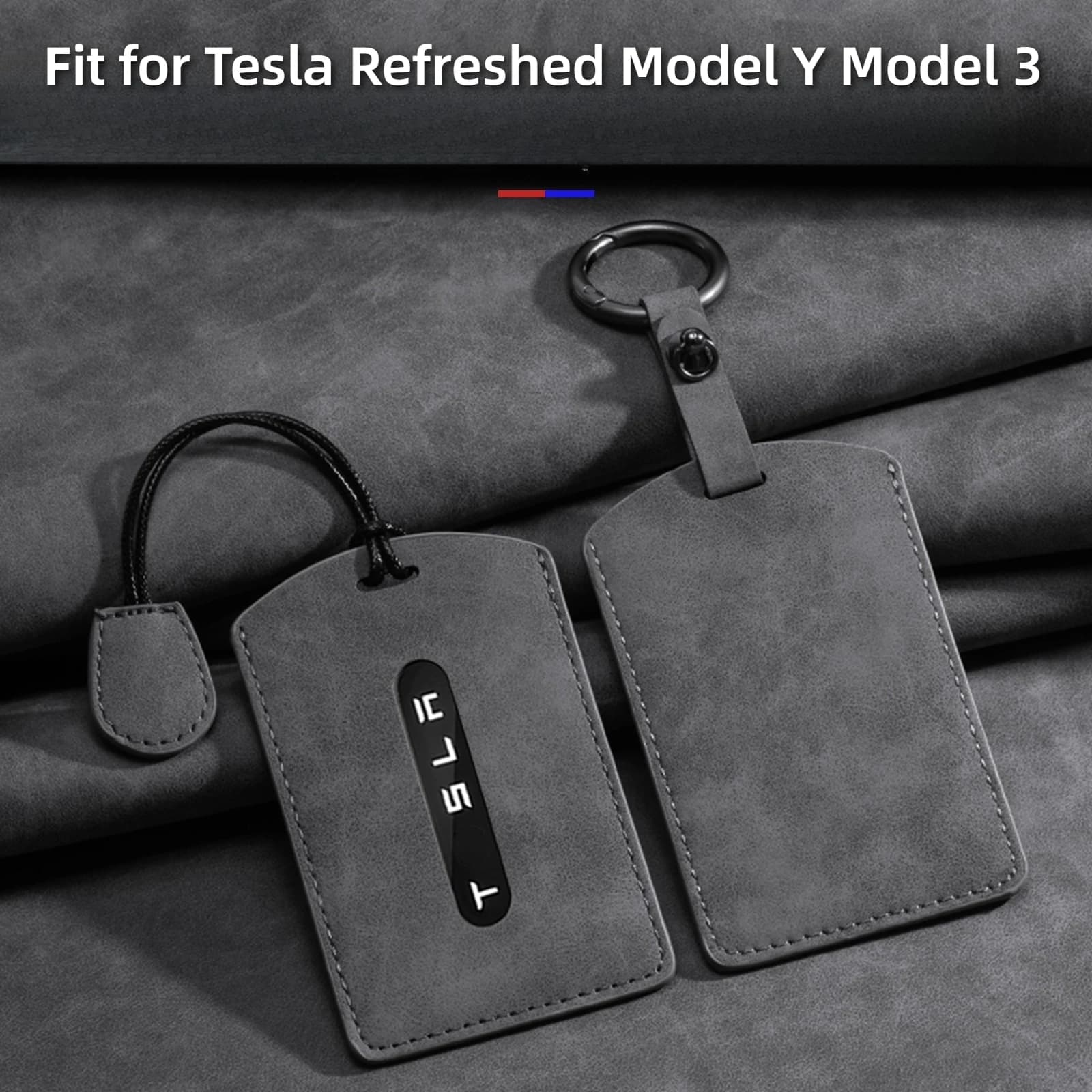 Misura per Tesla Model Y Model 3 2021-2025 Portachiavi per auto NFC Smart Card Custodia protettiva in pelle scamosciata