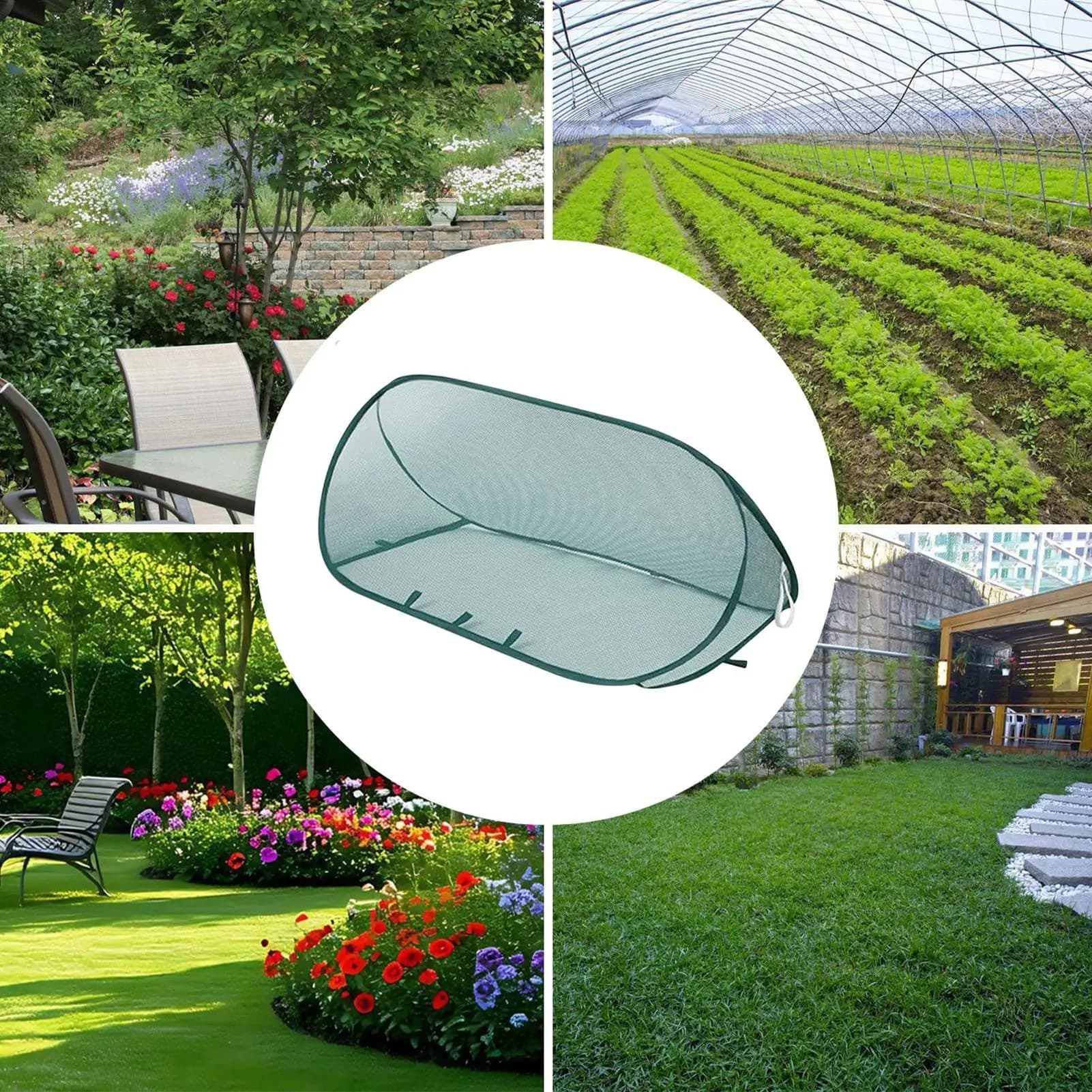 Rete Protettiva Pop-Up per Giardino con 6 Picchetti, Gabbia Barriera per Orto Rialzato, Protezione Anti-Animali per Verdure, Frutta e Fiori da Esterno