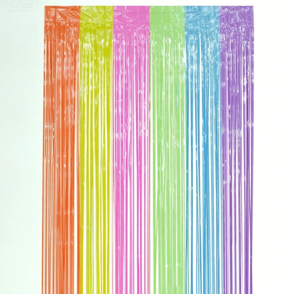Fluorescent thickened 6-section spliced rain silk curtains, party decoration atmosphere, birthday background decoration