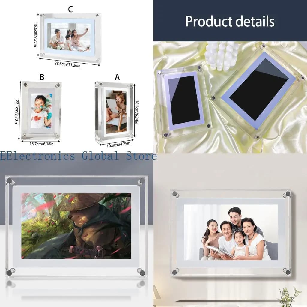462B High Resolution Digital Photo Frame Clear Acrylic Case 5in/7in/10in Display