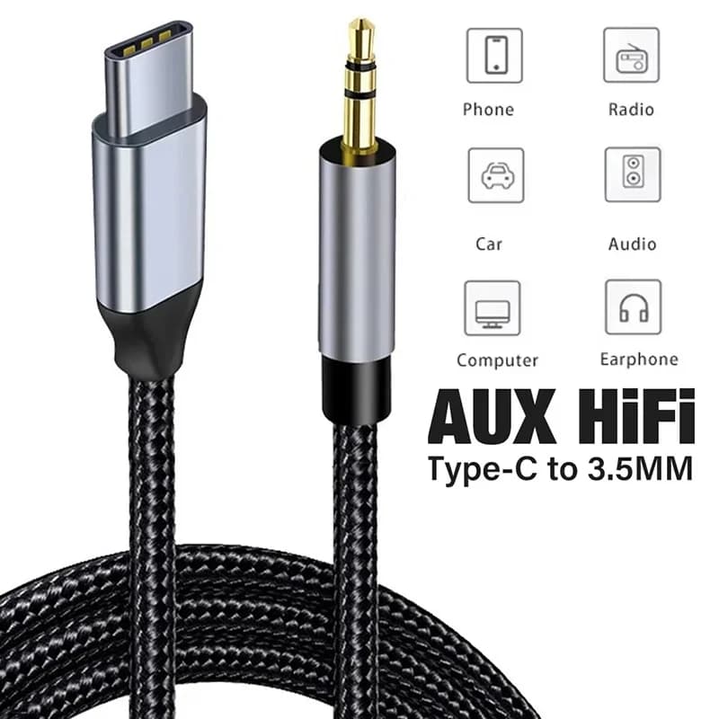 AUX Audio Cable USB Type C to 3.5mm Audio Jack Cable Converer For Xiaomi Huawei Oneplus Universal Phone Speaker Headset Adapter