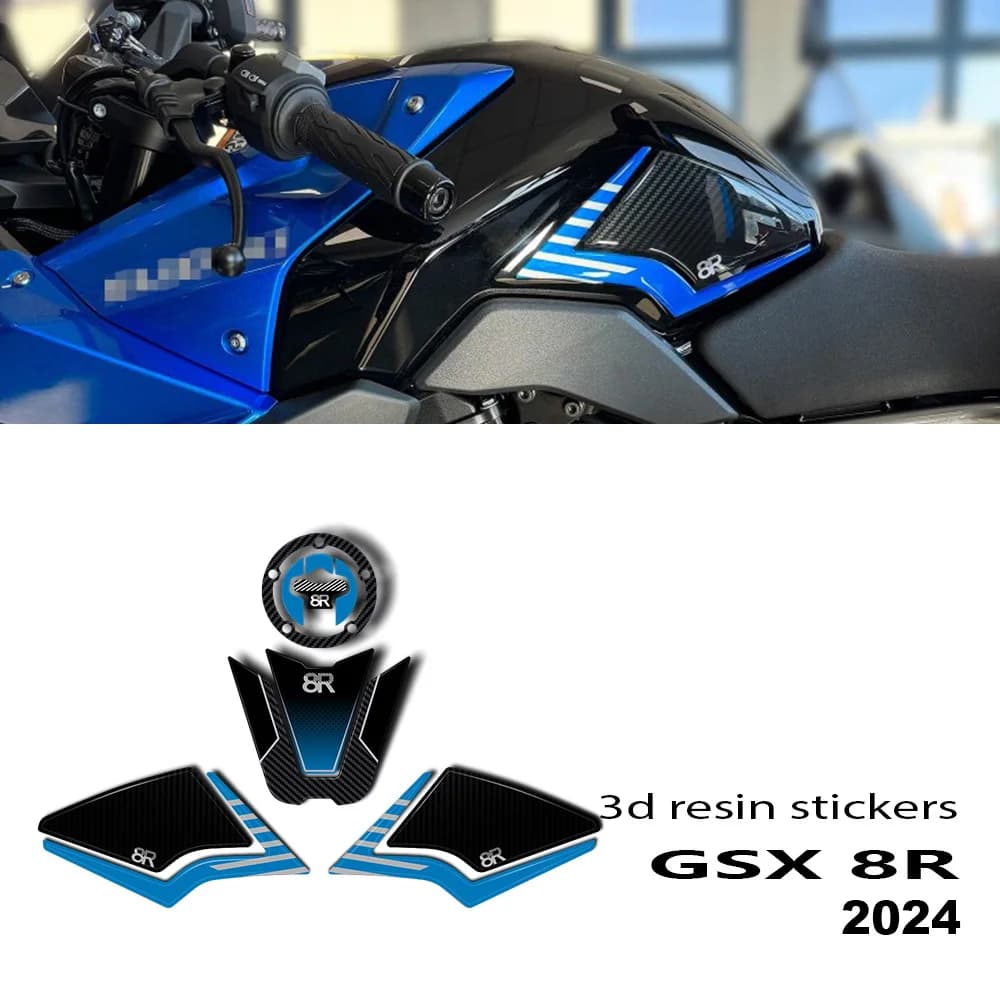 Per GSX 8R GSX-8R 2024- Tank Pad accessori moto Kit adesivi di protezione adesivi in resina epossidica 3D