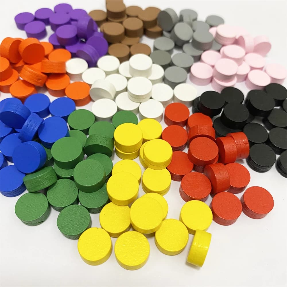 100 Pz Diametro 10*5 MM Peone Disco di Legno Pezzi di Gioco Cerchio Colorato Chip Peone/Scacchi Per Giochi Accessori