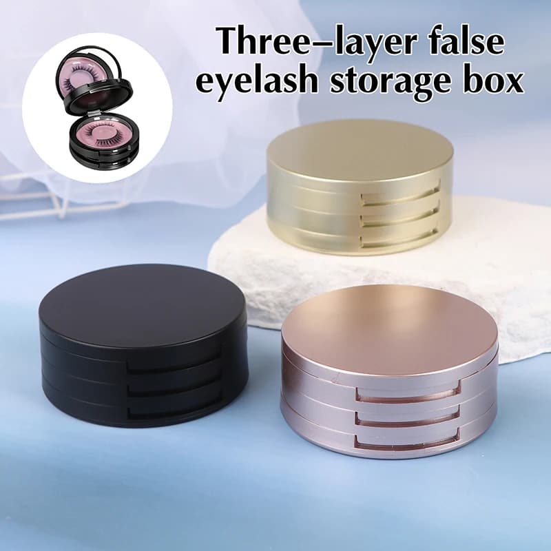 Organizzatore per Ciglia a 3 Livelli con Specchio, Scatola Portatile per Ciglia Finte, Contenitore per Trucchi, Strumento di Bellezza per la Conservazione del Makeup