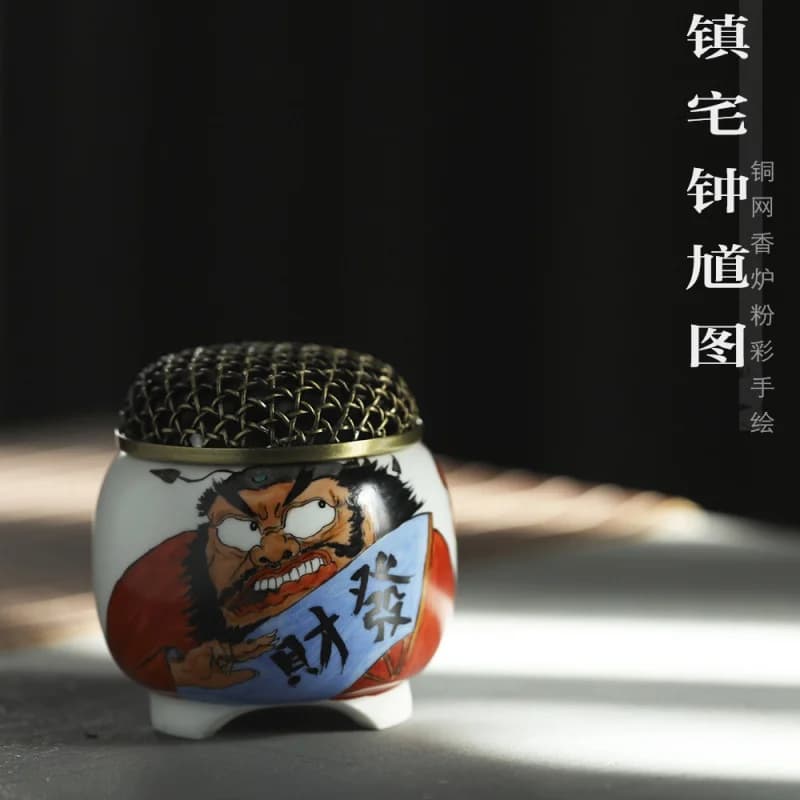 Hand-Painted Town House Zhong Kui Picture Incense Burner Handmade Creative Decoration Tea Ornaments Incense Stick Incense Burner