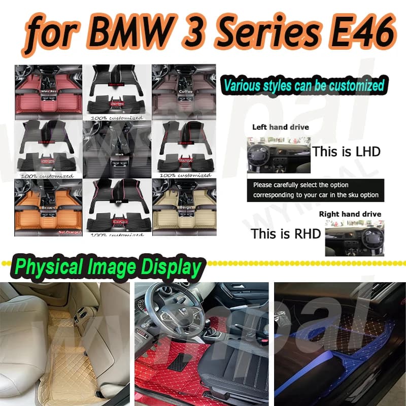LUXURY Car Floor Mats For BMW 3 Series E46 1998~2004 Durable Luxury Leather Mat Rugs Pad Carpets Interior Parts