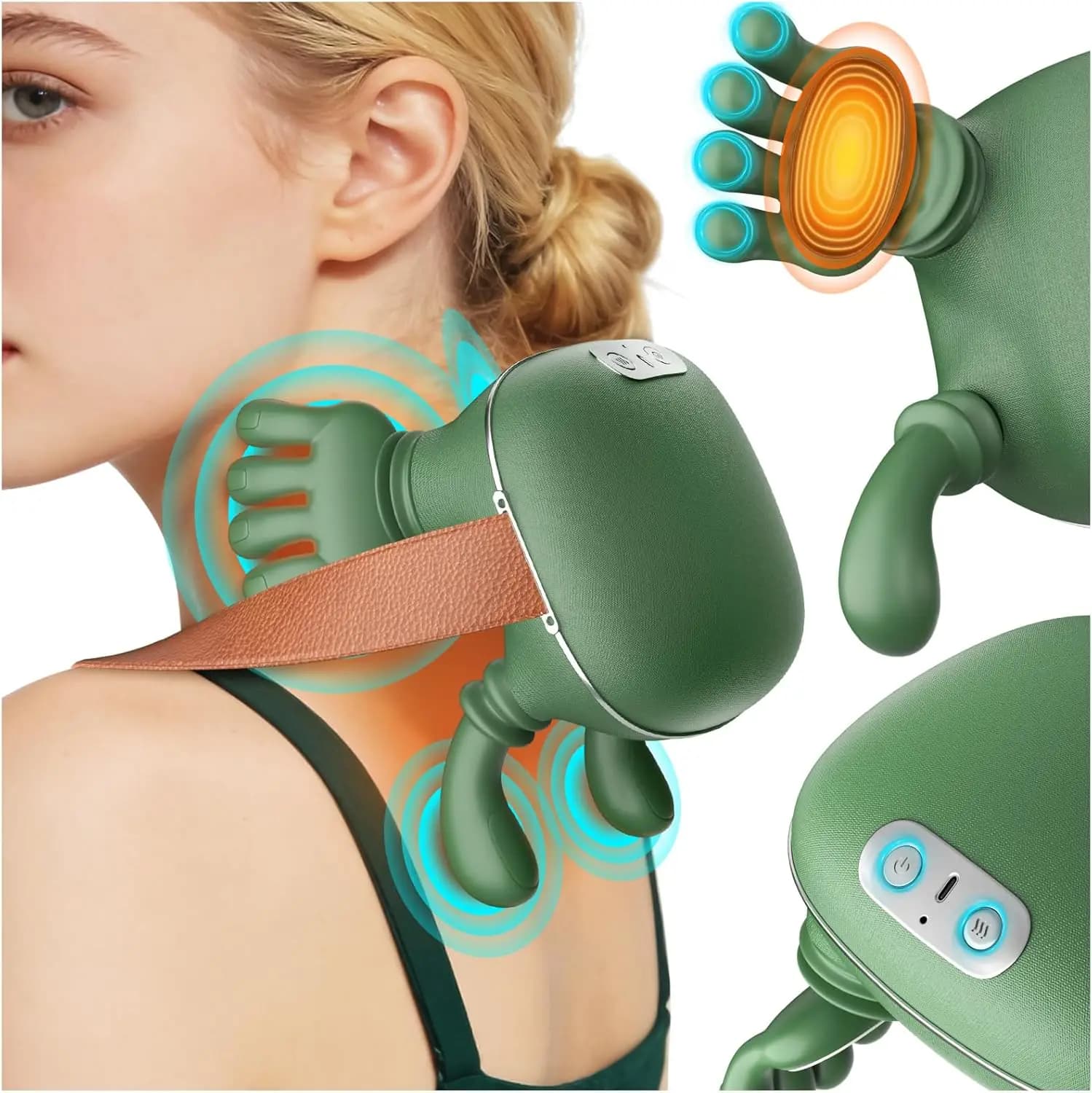 Neck massager with bionic pressure for fingers Massage for back and shoulders Electrical kneading for neck Deep massage Muscle relaxation