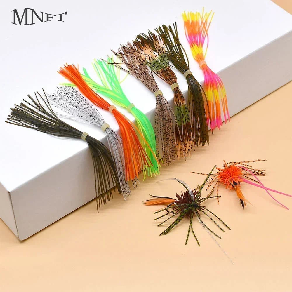 MNFT 8 pacchi 13 cm di lunghezza Materiale per legare mosche Streamer Ninfa Gambe Buzzbaits Spinner Glitter Colore barrato Jig Gonna di calamari