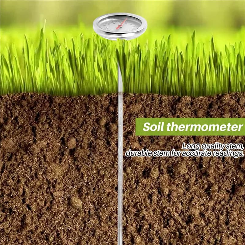 Ground thermometer compost 20 inches 50 cm long Stainless steel measuring probe detector for premium food use