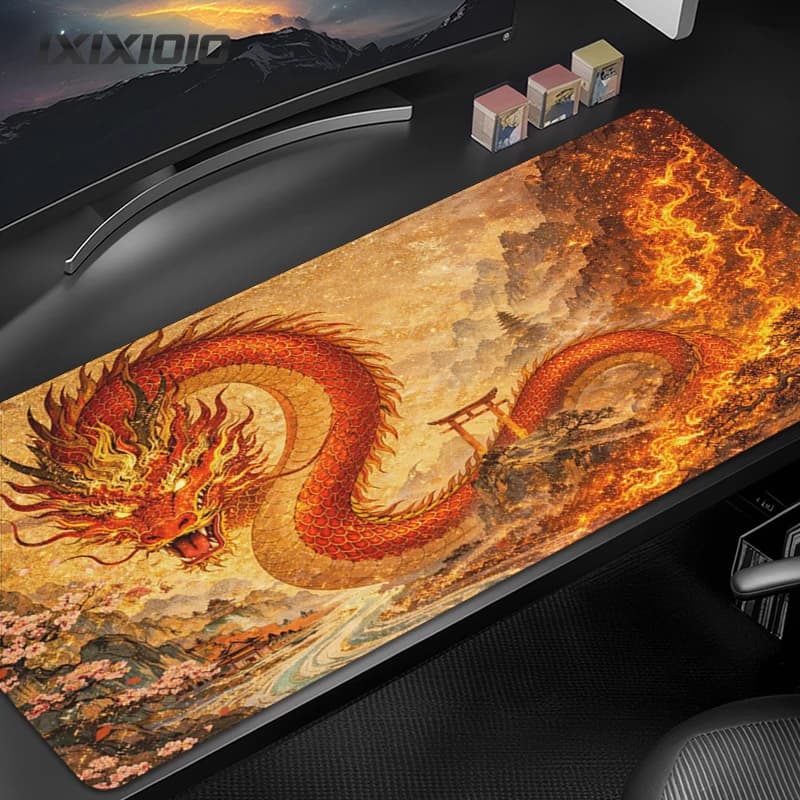 Red Clouds Black Dragon Mouse Pad Gaming printon demand Home Custom New Mousepad XXL Desk Mats Non-Slip Laptop Desktop Mouse Pad