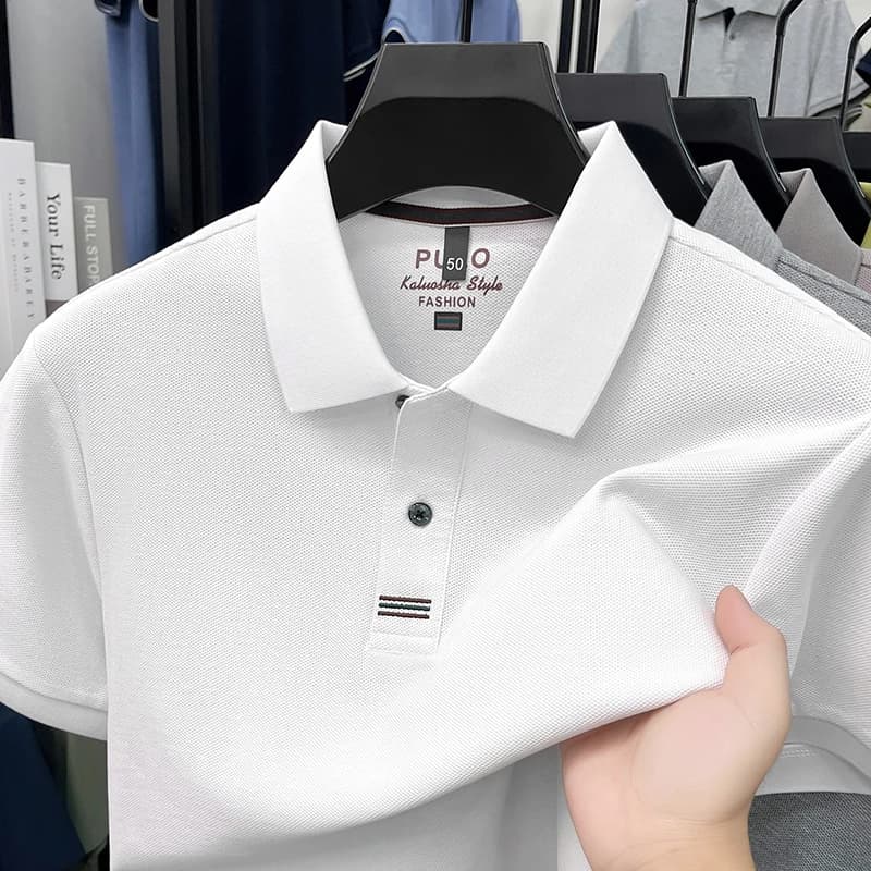 Polo a maniche corte da uomo in cotone 100% puro traspirante, classico estivo, con ricamo di marca, alla moda, casual coreano, T-shirt di alta gamma