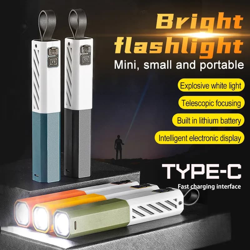Torcia a LED super luminosa USB ricaricabile 18650 Torcia a LED con batteria per guida notturna Caccia da campeggio Luce flash Waterpr esterna