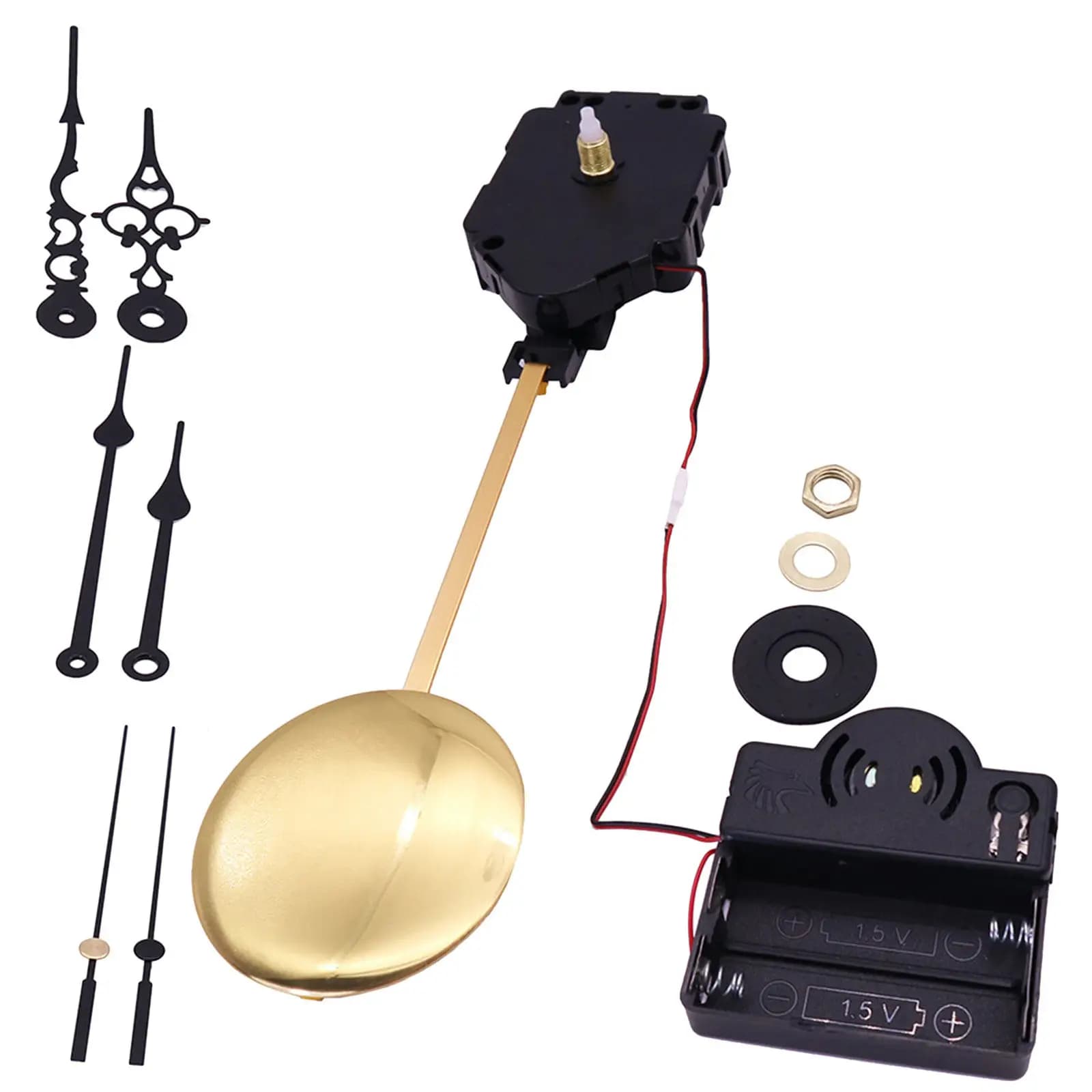 Set di movimento per orologio a pendolo, kit di ricambio fai da te per carillon, parte di riparazione per orologio da parete con regolazione dell'ora, motore a albero lungo