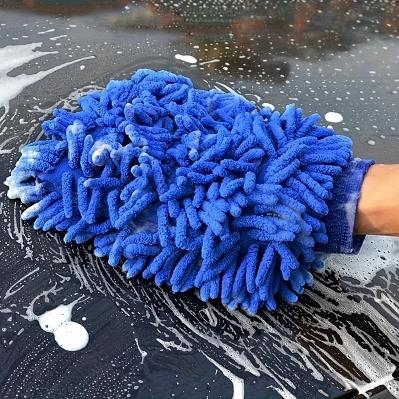 1-Piece high-quality microfiber car cleaning gloves, soft and super-absorbent, scratch-resistant car wash sponge gloves, suitable for cleaning and drying cars and motorcycles without damaging the paint