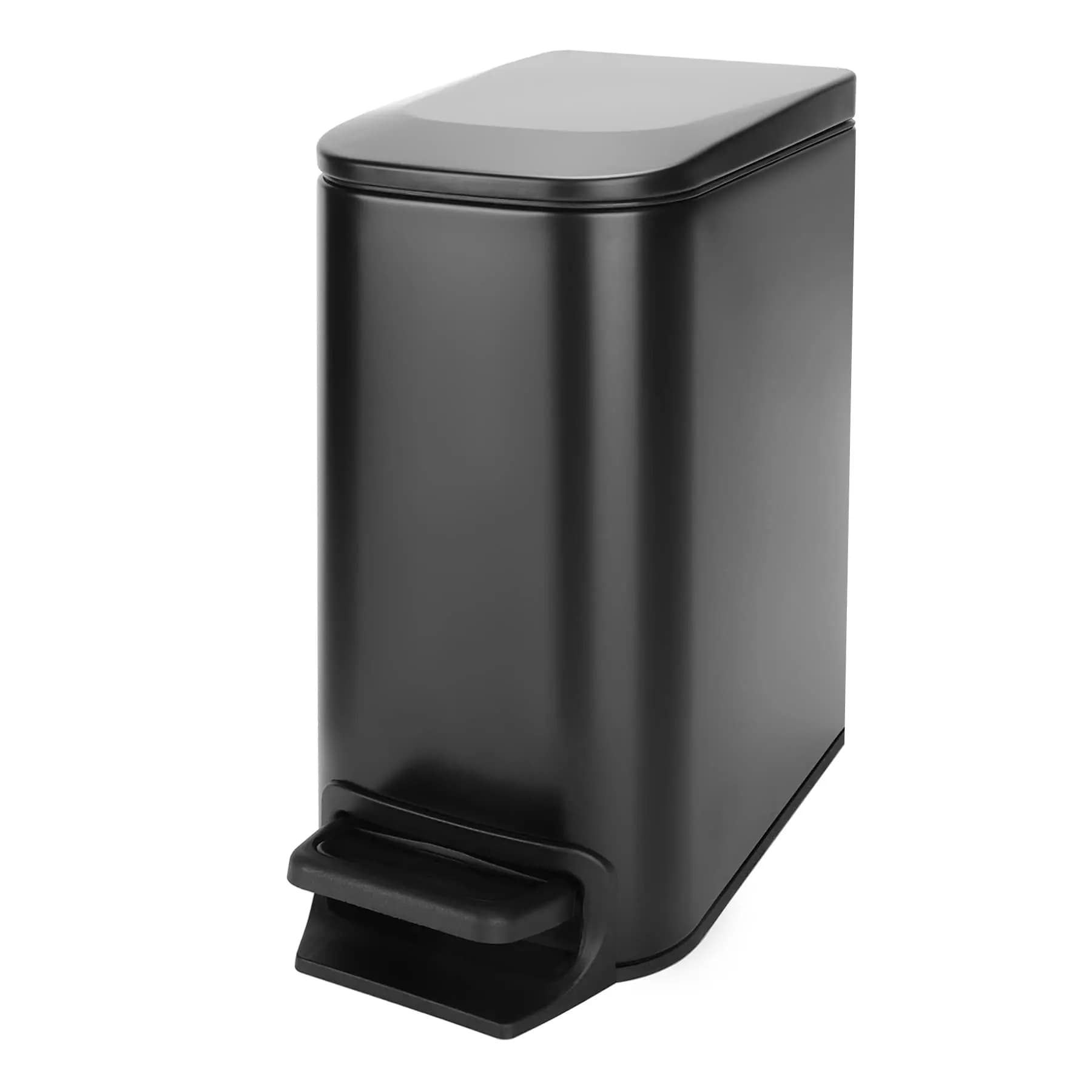 Bidone della spazzatura da bagno piccolo con coperchio chiusura ammortizzata, bidone della spazzatura in acciaio inossidabile da 6 litri con secchio interno rimovibile, finitura anti-impronta