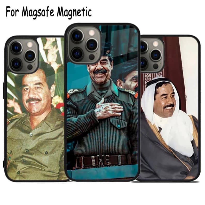 Cover Magnetica Wireless Magsafe per iPhone 17 Air 15 16 16e 14 13 11 12 Pro Max Plus con Design Arabo Iraq Saddam Hussein