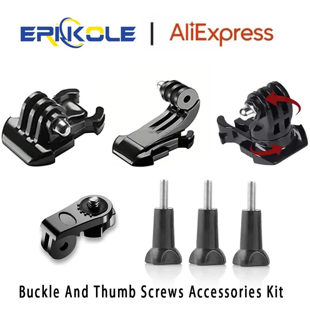 Kit di accessori per action camera per Gopro YI 4K DJI Osmo Insta360 Supporto per treppiede a sgancio rapido + set nero con vite a testa zigrinata