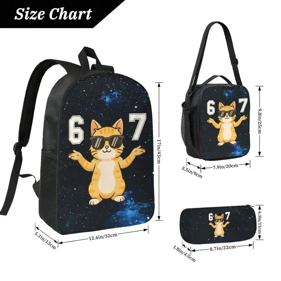 67 Funny Cat Meme Backpack Set With Lunch Bag And Pencil Case For Adults
