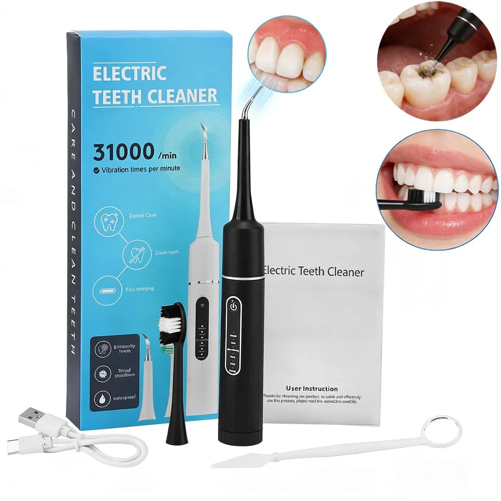 Pulitore Dentale Elettrico Portatile, Spazzolino ad Alta Frequenza con Vibrazione Sonica, Rimozione del Tartaro, Sbiancamento e Pulizia dei Denti