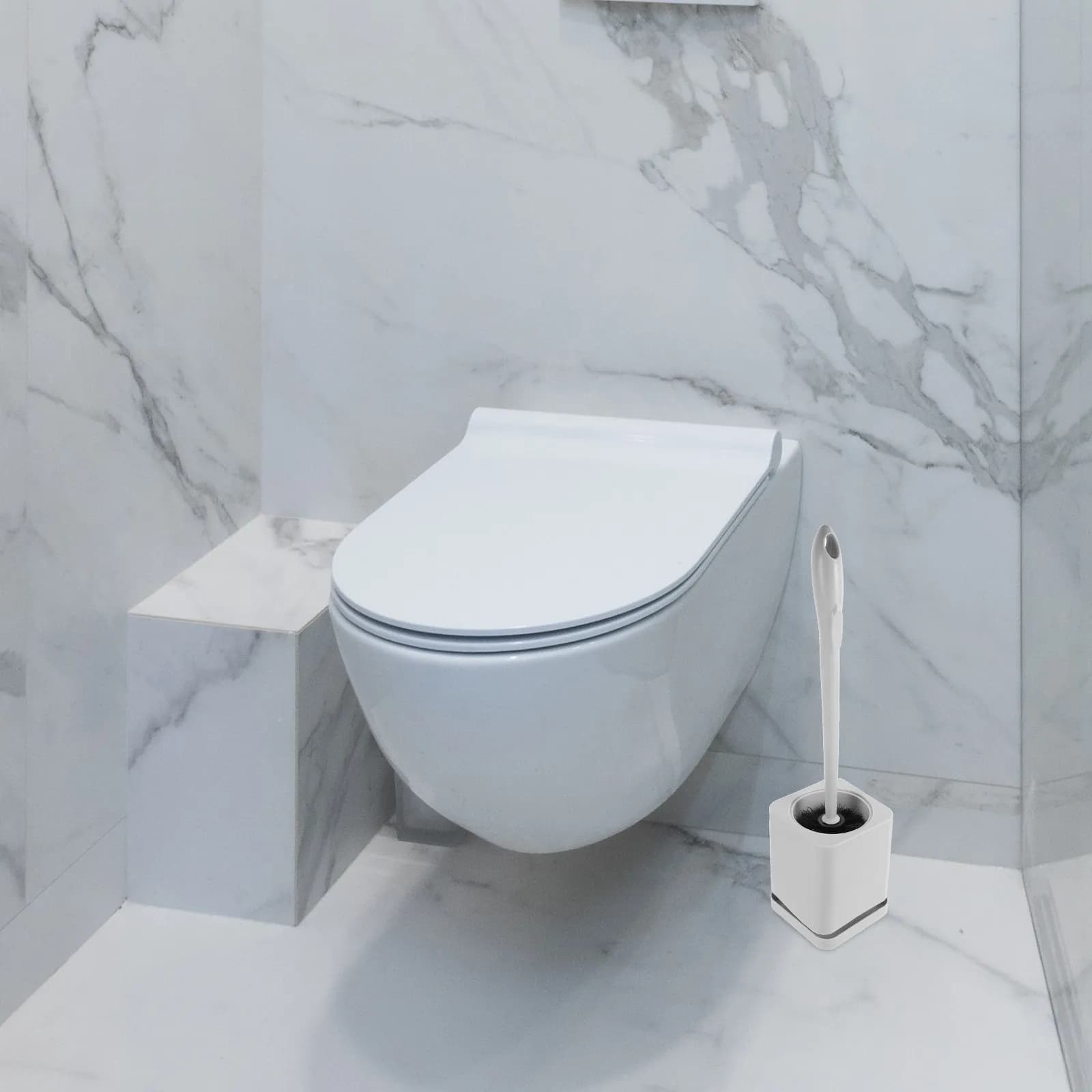 Spazzola per WC con Manico Lungo in Plastica, Strumento per la Pulizia del Bagno Domestico con Base a Fessura, Prevenzione degli Odori, Accessori per la Pulizia del WC