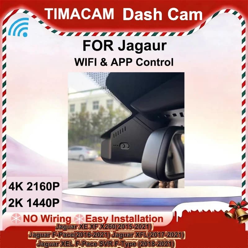 TIMACAM 2K 4K 2160P Wifi Dash Cam DVR car recorder for Jaguar XE XEL XF XFL X260 F-Pace SVR F-Type 2015- 2021