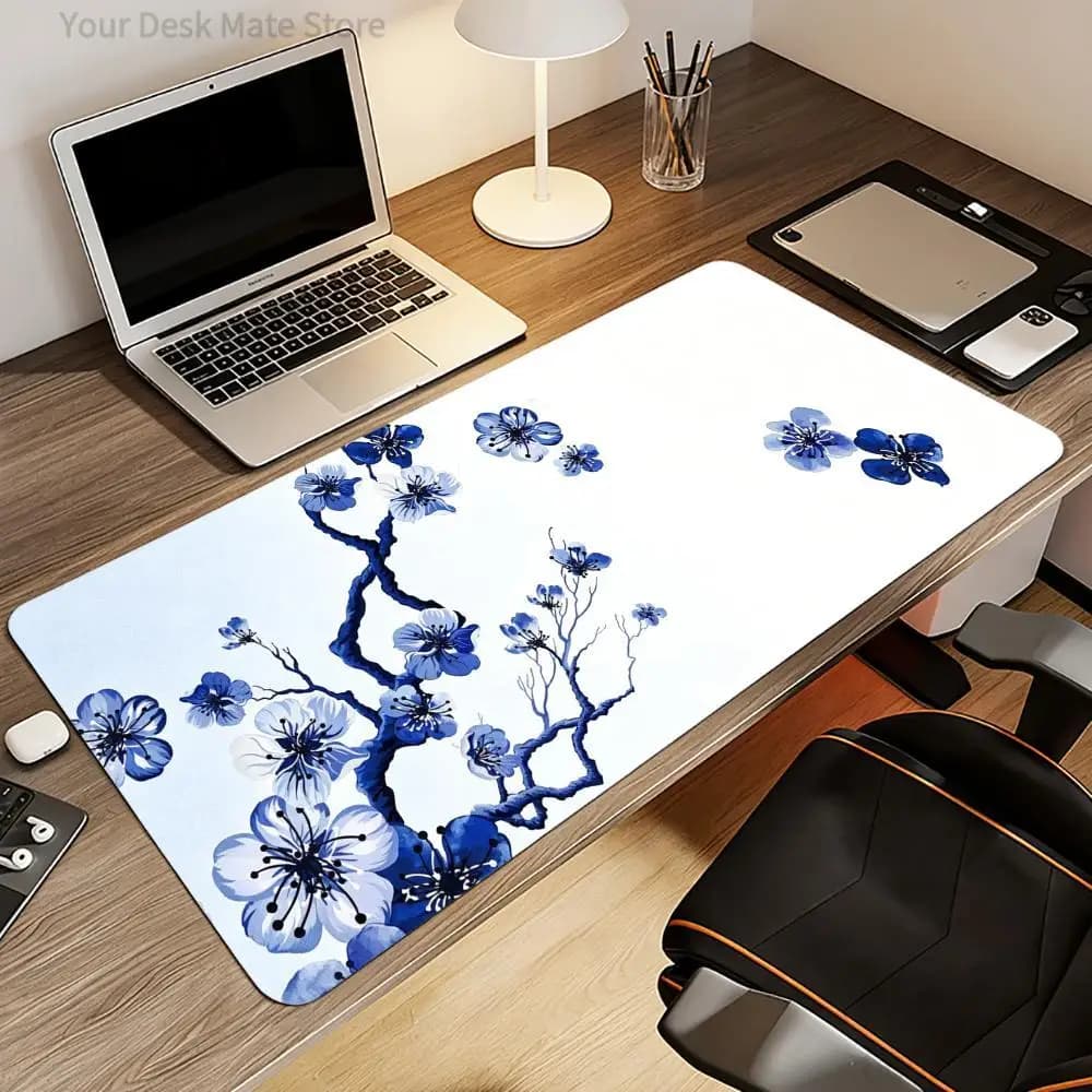 Blue Floral Branch Mouse Pad X Computer Accessories Office Game Table Mats Anti-slip Gaming Keyboard Mousepads Desk Pads