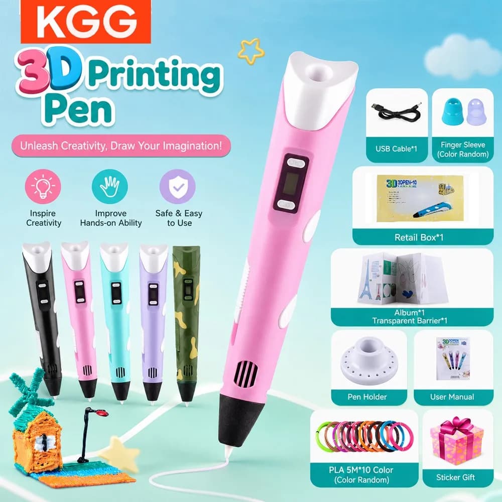 Kids 3D Printing Pen DIY Drawing Craft Pen with 40 Colors 1.75mm PLA Filament 3D Art Graffiti Pen Birthday Gift for Boys Girls