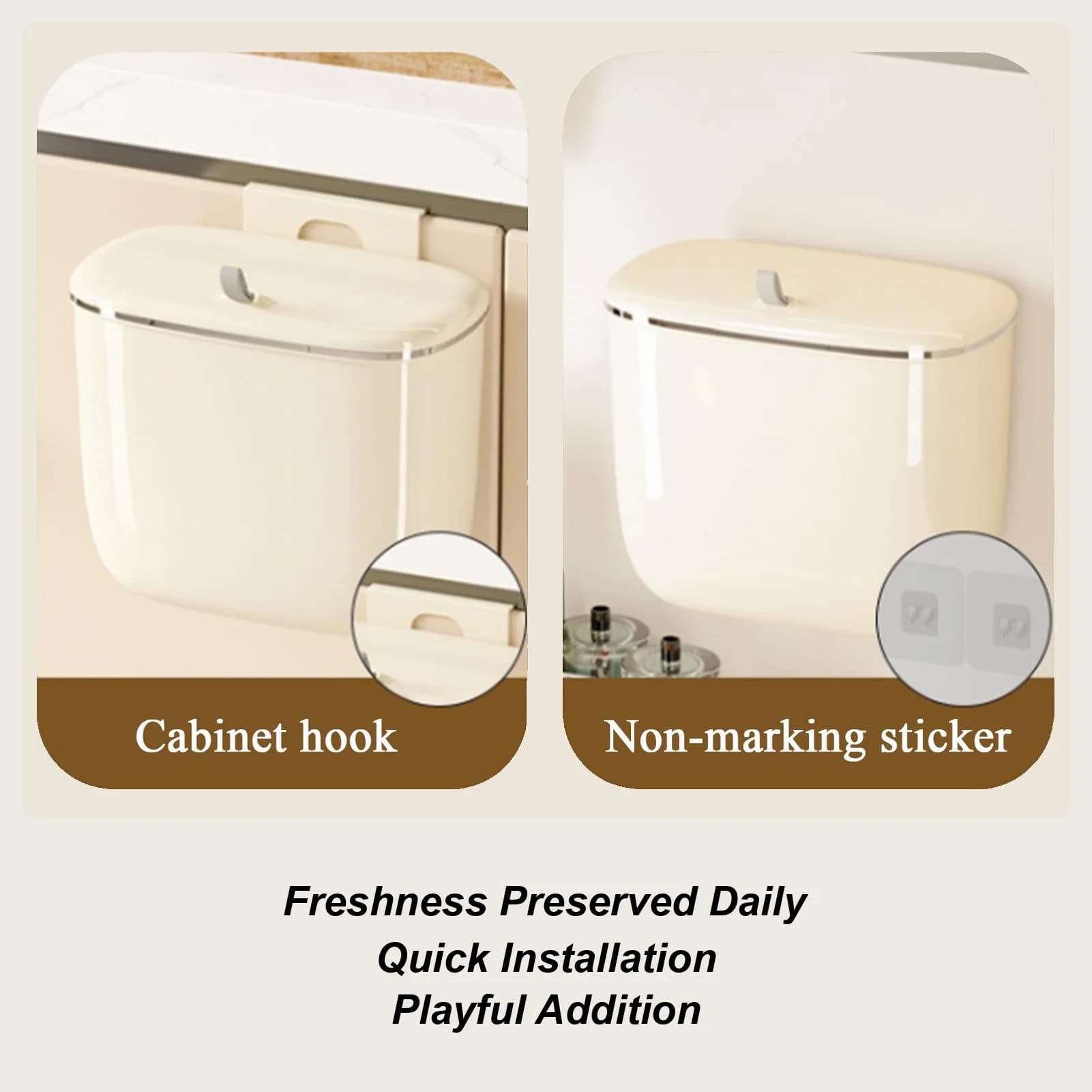 Bidone della spazzatura da cucina Bidone della spazzatura con coperchio Cestino dei rifiuti carino con occhi e gambe Decorazione per parete sotto il lavandino Camera da letto RV Bagno