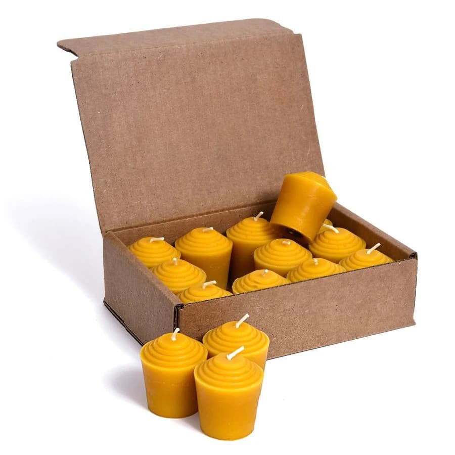 Votive candles in Pure Bees Cera, Prodotte in USA, Handmade for Home, Christmas and Advent, Without Smoke and Odor, Set of 12 Candles with