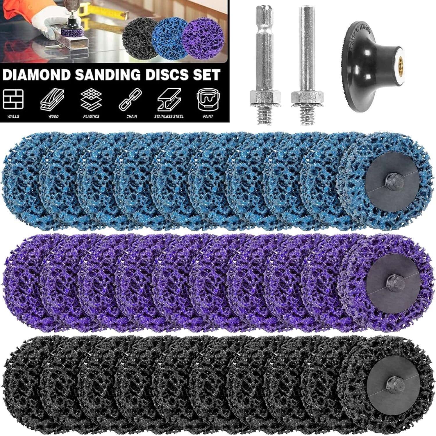 Set di dischi coppia diamantati da 30 pezzi, adatto per utensili elettrici/pneumatici - Rimozione della vernice, pulizia della saldatura, molatura dei metalli