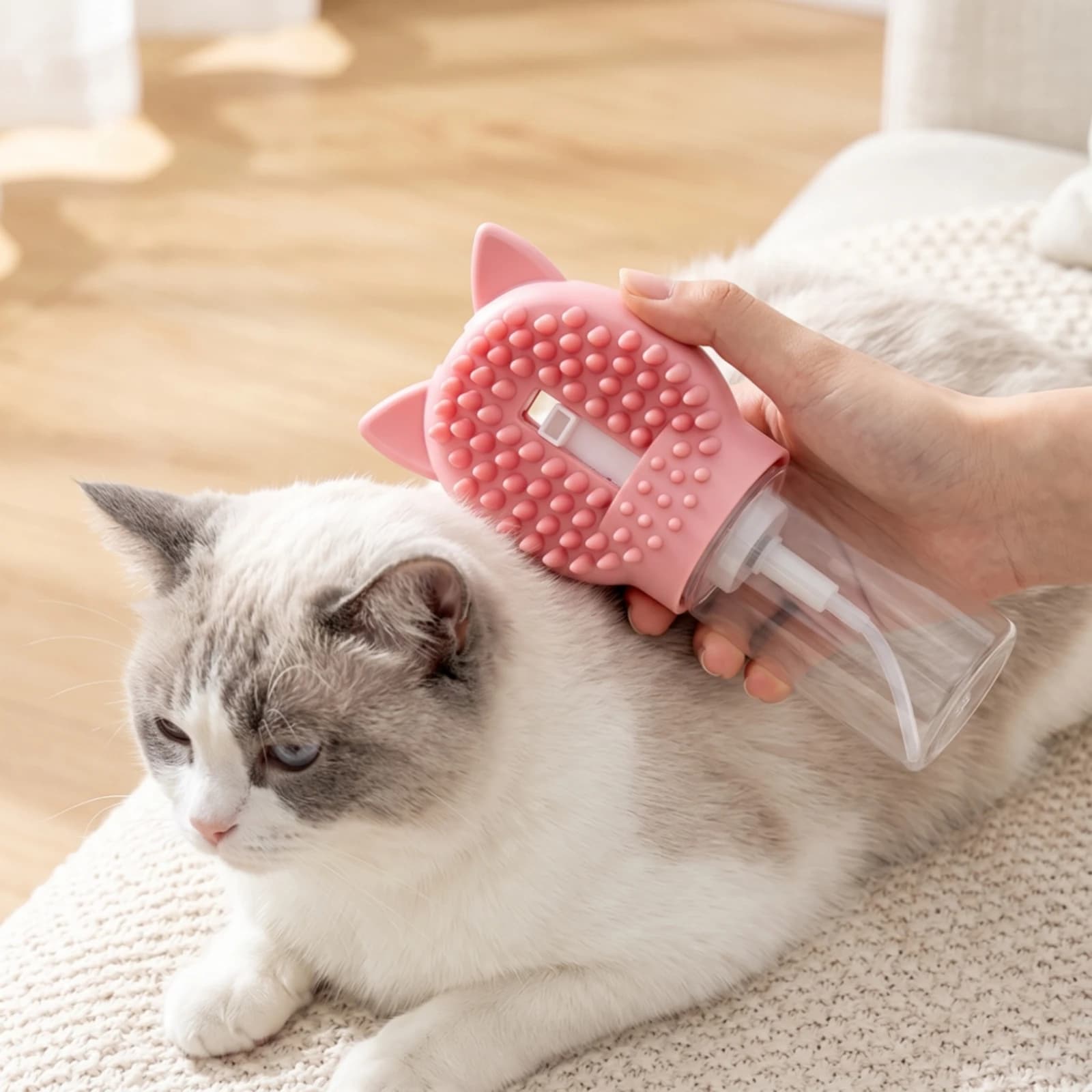 Pet Bathing Brush Soft-Bristled Grooming Brush with Soap Dispenser Massaging Handheld for Dog Owners