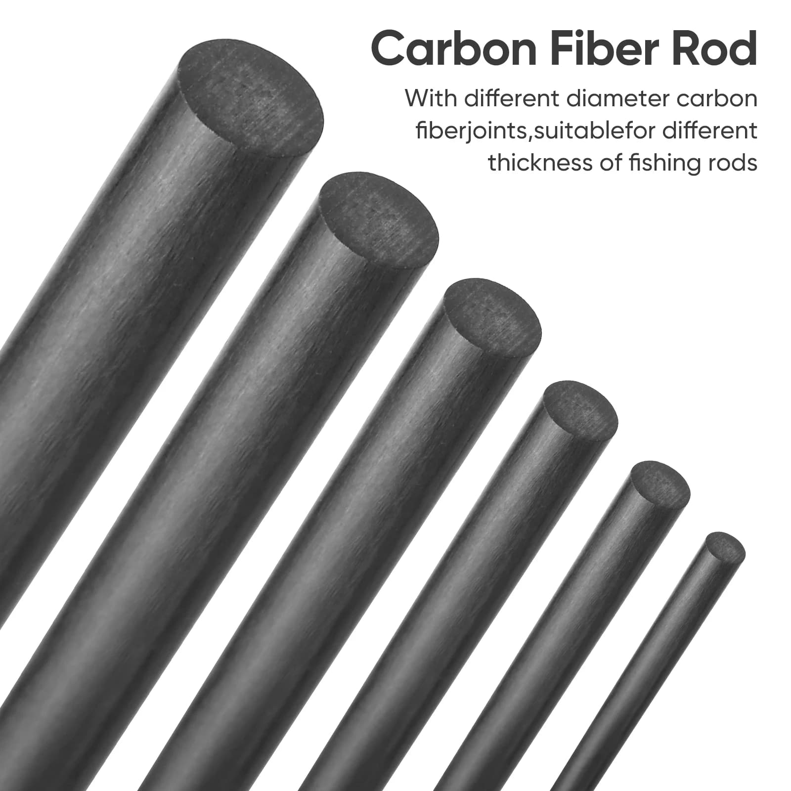 6 pezzi kit di riparazione canna da pesca FishTrip bastoncini in fibra di carbonio ad alta resistenza per la riparazione utensile rotante canna da pesca rotta 10 cm