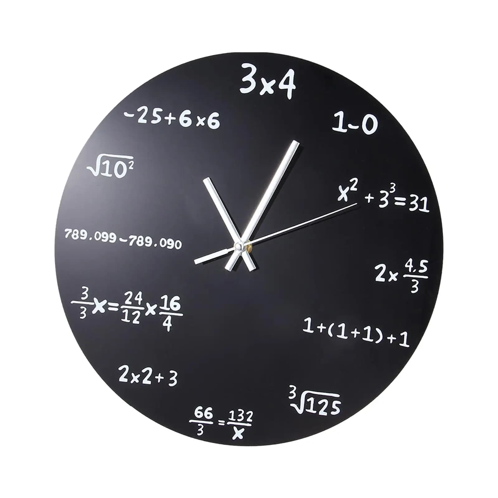 Orologio da parete matematico, silenzioso, multifunzionale, facile da installare, rotondo a specchio in acrilico, per aula, soggiorno, cucina